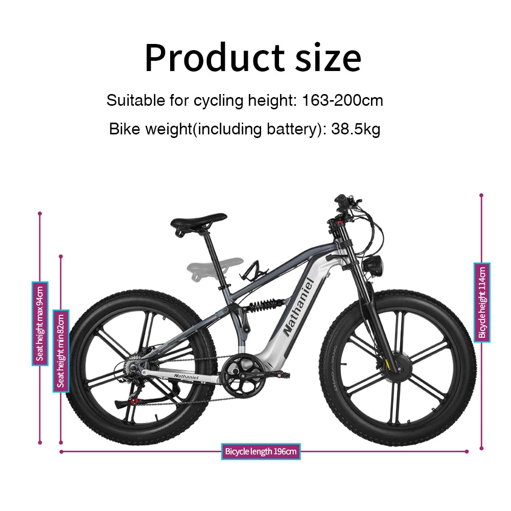 Nathaniel SYR09 adult electric bike, Dual motor 2000W,26*4.0Fat tires,48V20Ah,55KM/H, All terrain off-road E-bike