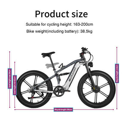 Nathaniel SYR09 adult electric bike, Dual motor 2000W,26*4.0Fat tires,48V20Ah,55KM/H, All terrain off-road E-bike