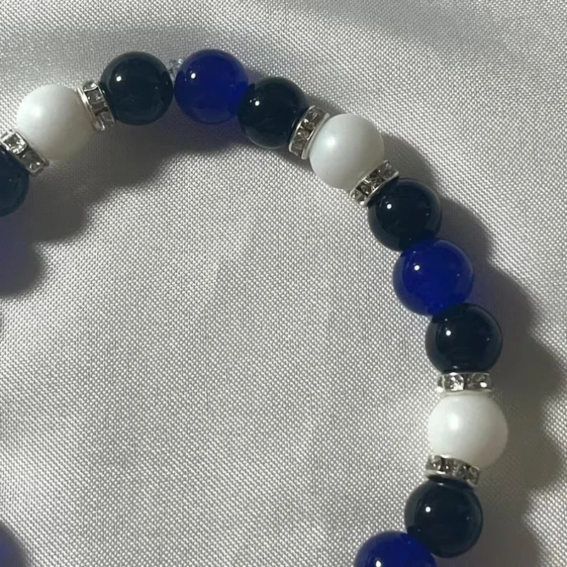 Handmade Blue and Black Beaded Bracelet | Y2K Celebrity Charm Jewelry | Alphabet Personalized Bracelet