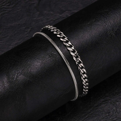 2pcs Men's Chain Bracelets,Stainless Steel Silver Gold Black Color Twist Rope Chain Wristband,Trendy Cuban Link Chains Gift