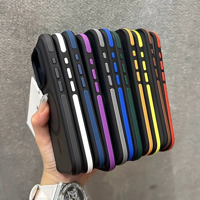 Luxury Matte Armor Phone Case For iPhone 16 15 14 11 12 13 Pro Max Plus Magsafe Magnetic Bumper Back Cases Cover Funda Coque