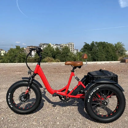 Folding Electric Trike 20'' Fat Tire For Adults 350W Ebike Motorized Electric Three Wheels Bicycle Basket Electric Tricycle