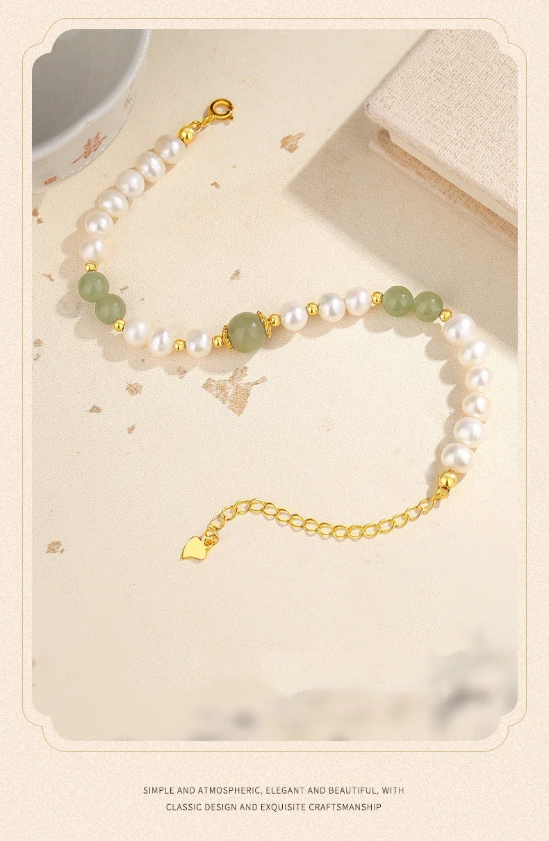 Jades Jewelry For Wedding Women Girlfriend Christmas Gifts Agates Elastic Bangle Bracelets Green Stone Beads Bracelet Crystal