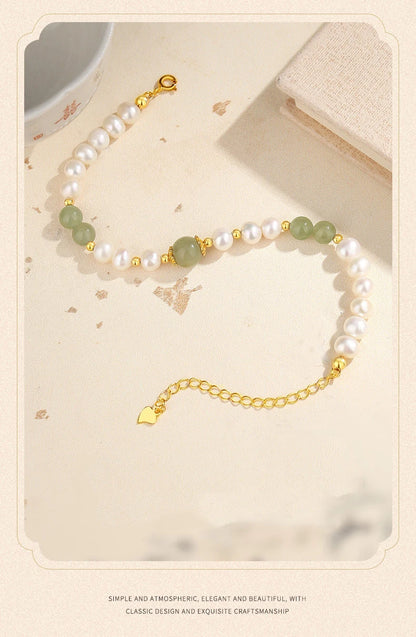 Jades Jewelry For Wedding Women Girlfriend Christmas Gifts Agates Elastic Bangle Bracelets Green Stone Beads Bracelet Crystal