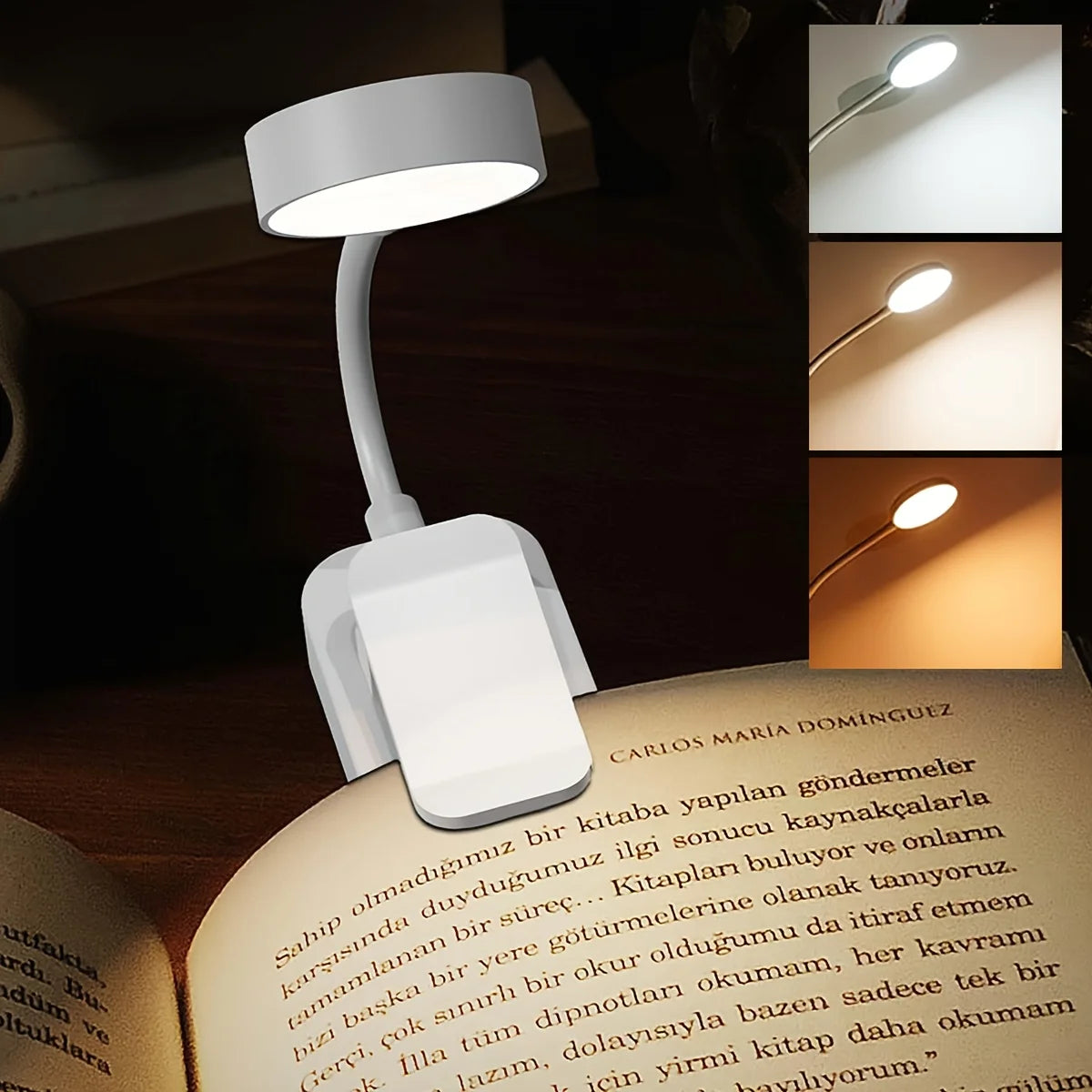 Folding Mini Clip Book Lamp USB Rechargeable LED Night Light 3 Modes Eye Protection Stepless Dimmable Flexible Bedroom Reading