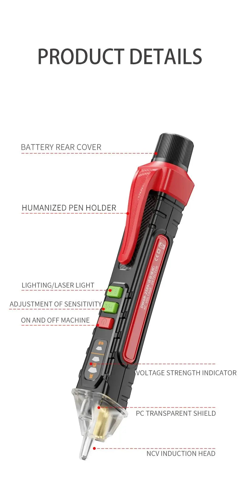 Electric Pen High-Precision Induced Electric Tester Pen Electroprobe Screwdriver Probe Light Voltage Tester Detector Test Pen