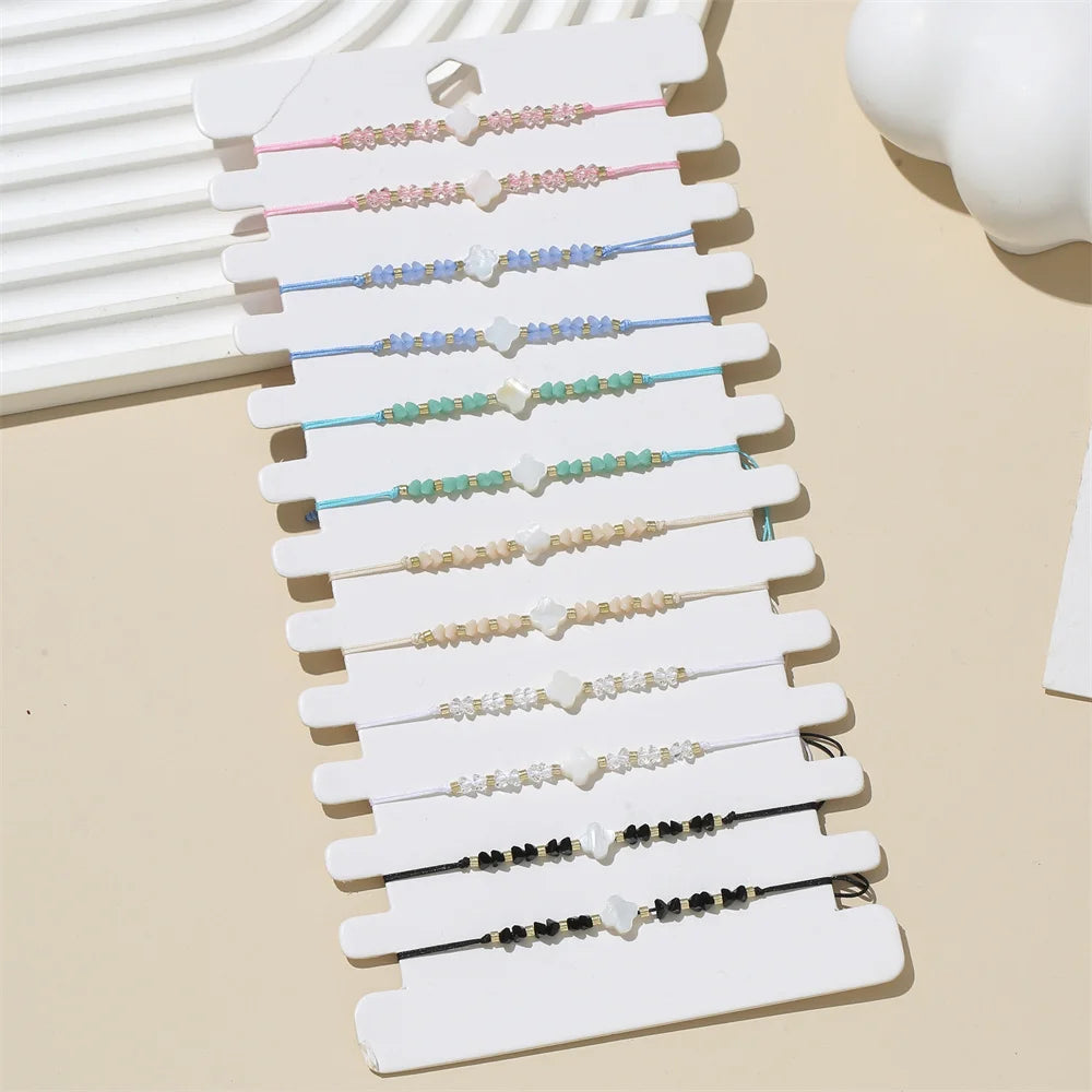 12pcs/set Beaded Braided Rope Bracelet Set Handmade Adjustable Bracelets For Women Fashion Jewelry