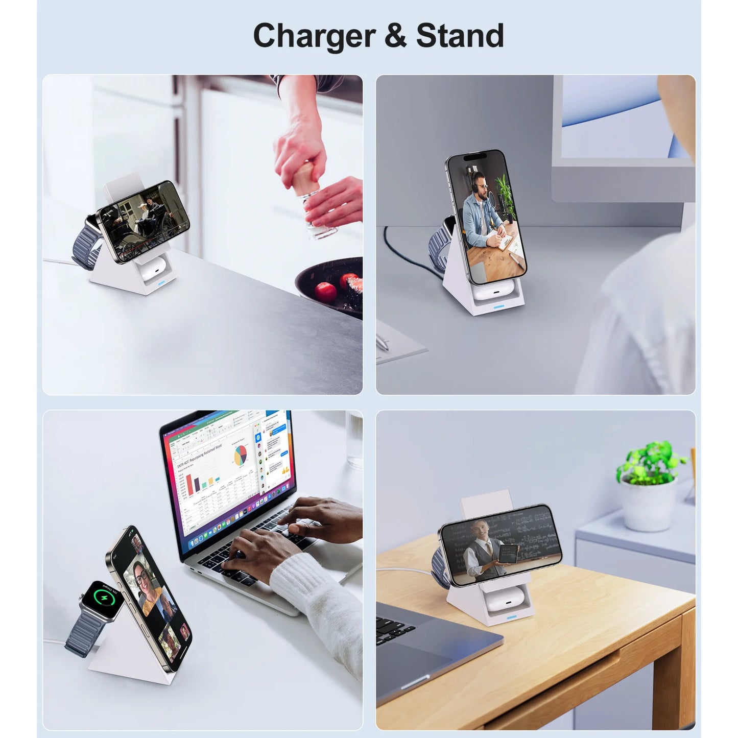 15W Wireless Fast Charging Stand Three-in-One Charger for Phone Watch And Earphones Popular Wireless Charging Base