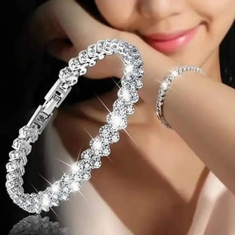 Elegant Bracelets for Women Chain Cubic Zircon Rhinestone Shiny Inlaid Bangle Bracelet Gifts Acier Inoxydable браслеты наруку