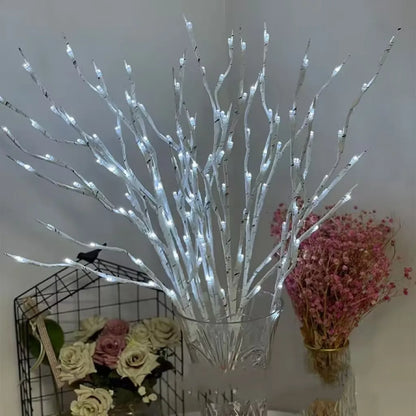 HOMEFISH 1 PC White Birch Branch LED Festive Lights Battery Operated for Christmas Party Wedding Outdoor Decoration Twig Lights