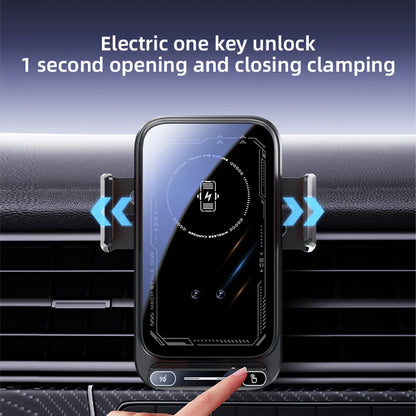 Car Phone Charger Phone Holder 15W Wireless & Wired Charger Auto Sensing One-Touch Release and Rotation Qi FCC ROHS Certified