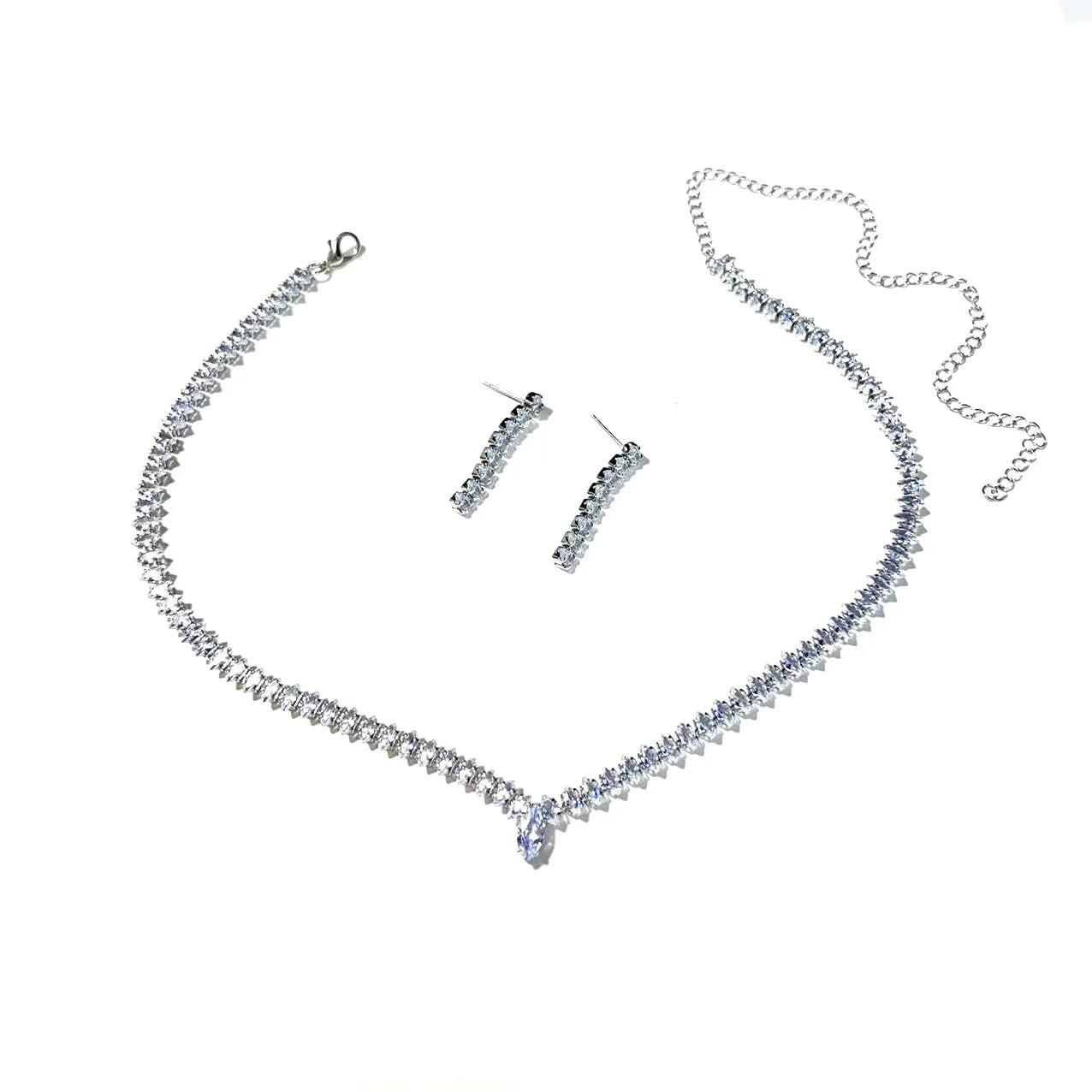 Fashion Jewelry Earrings Necklace Set Combination Fashion Diamond Zircon Shining Bridal Jewelry Set Wedding Accessories