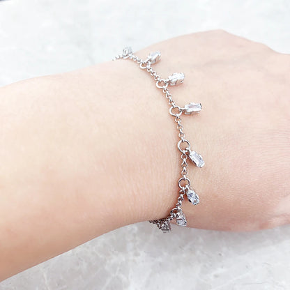 Bracelet Angular Stones With Baguette Cut 925 Sterling Silver Elegant Fine Jewelry Europe Women Trendy Gift