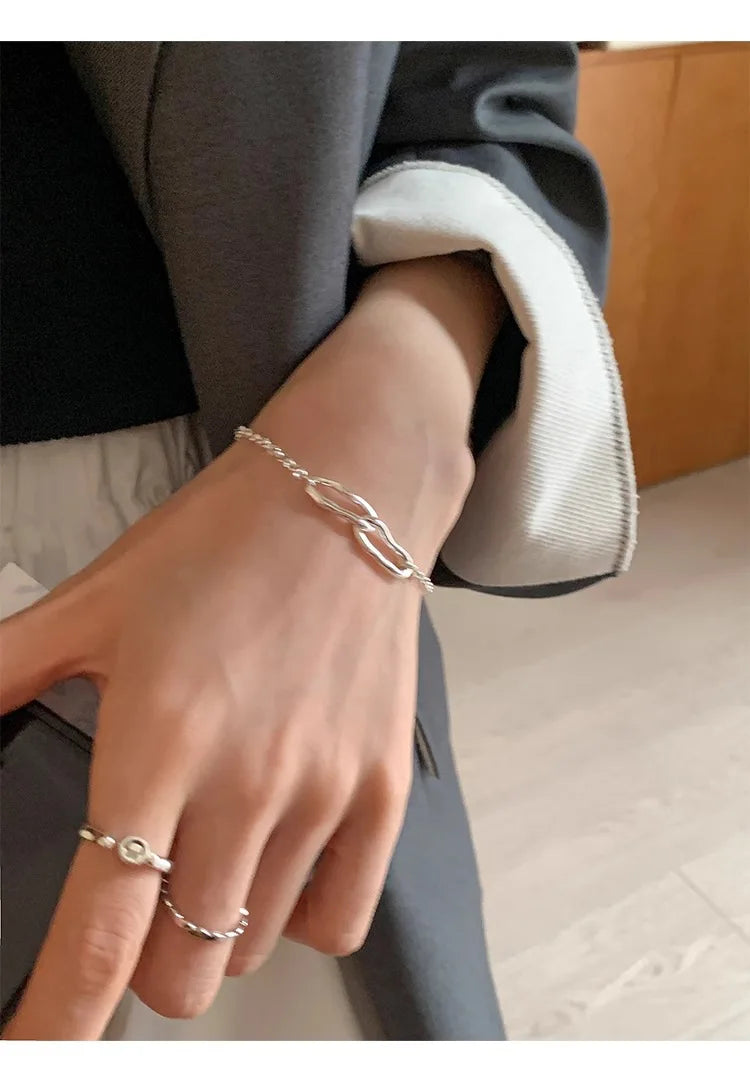 New Fashion Women's 925 Sterling Silver Bracelets Bracelets for Simple and Sweet Jewelry Trendy Wholesale