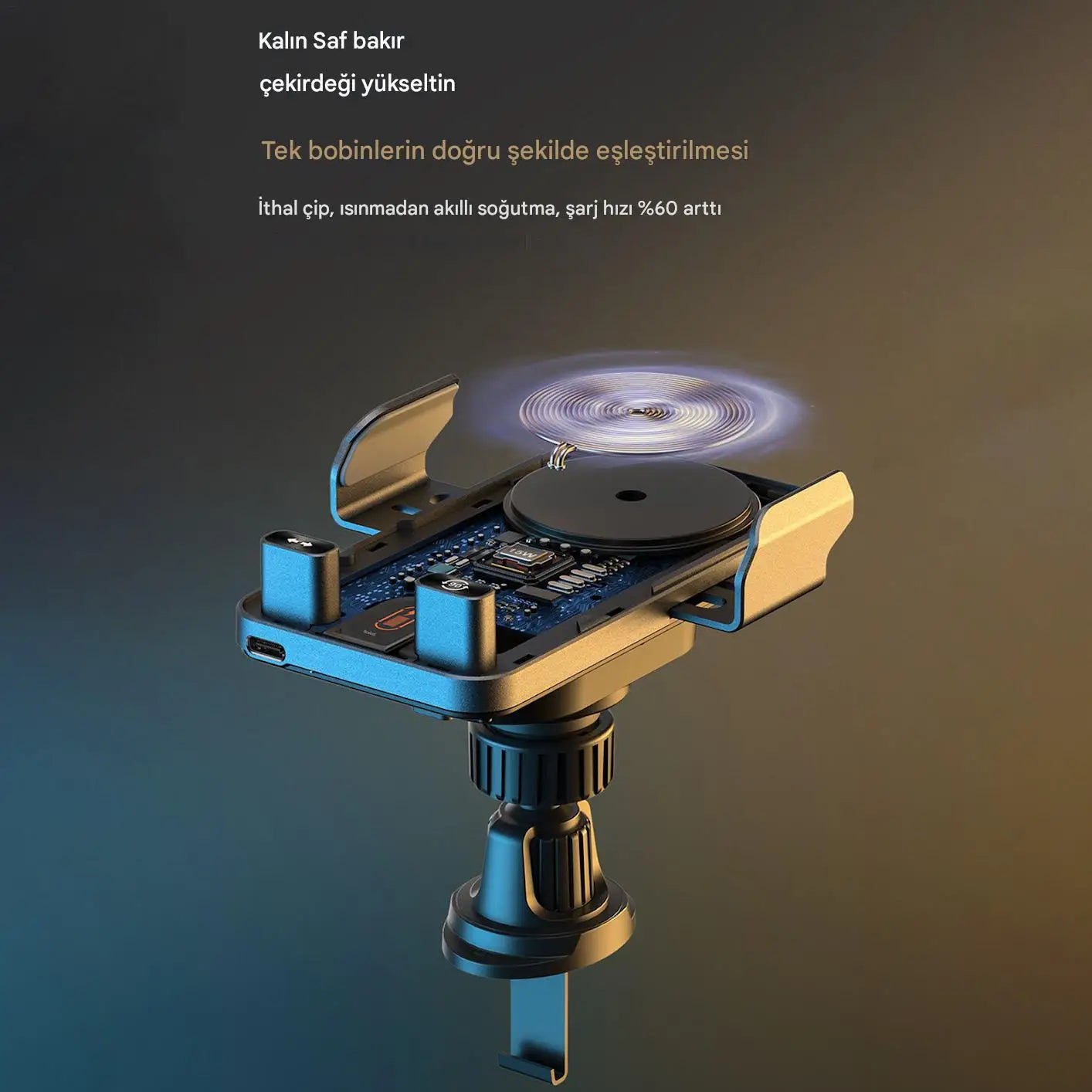 Car Air Vent Electric Rotating Opening Closing Phone Holder Fast Charging 15W Wireless Charger Dua l Coil RGB Light Smart Phones