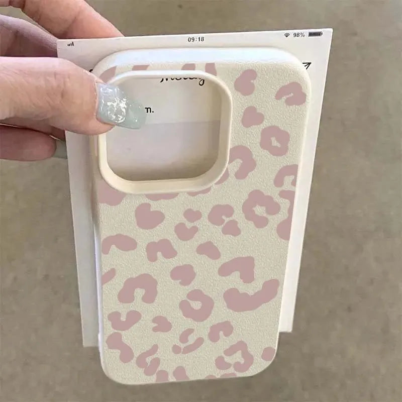 Phone Case For iPhone 16e 16 15 14 13 12 11 Pro Max 16 Plus XS Max X XR Minimalist Leopard Print Lichee Patterns Soft tpu Cover
