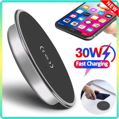 Built in Desktop Device Fast Wireless Charger 30W Quick Charger 3.0 Embedded Caricabatter Tipe C Chargeur Induction Charging
