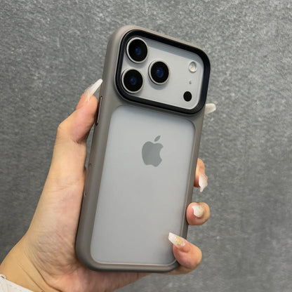 Luxury Orange Shield Matte Transparent Phone Case For iPhone 17 Pro Max 17 Pro 17 New Metal Buttons Skin Feel Shockproof Cover