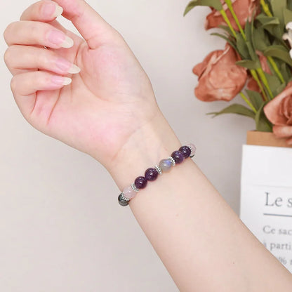 1PC/Empath Protection Bracelet Black Tourmaline Hematite Rose Quartz Amethyst and Labradorite Boho Stress Relief Jewelry Gift