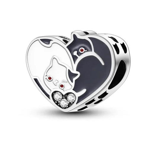New 925 Sterling Silver Black Cat Charms Beads Fit Pandora 925