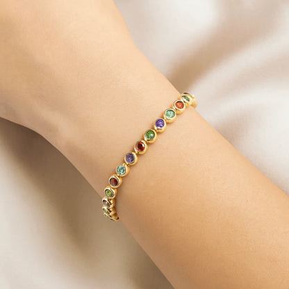 Jewelry Shiny Zirconia Bracelet Handmade Ornaments Luxury Gold Color Bangle Unique High-end Round Shape Cuff Bracelet