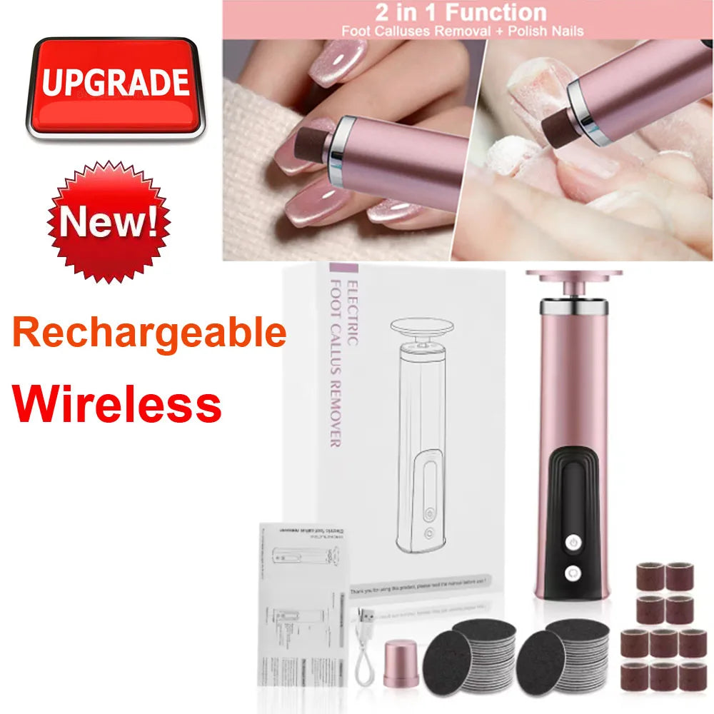 Electric Foot Callus Remover Foot Care File Heels Dead Skin Pedicure Tool Electronic Foot Grinder and Replacement Sandpaper