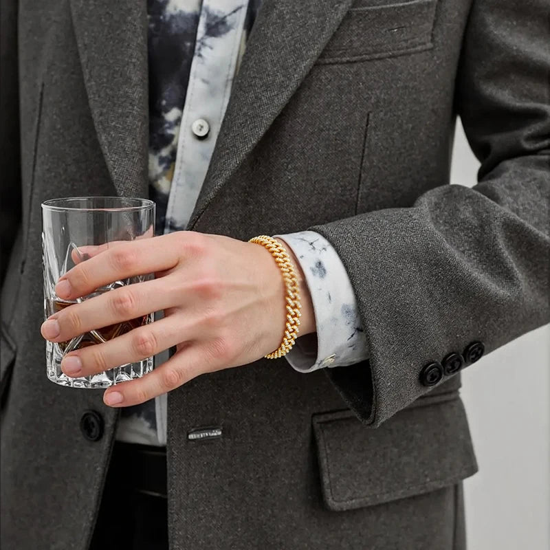 TUHE Unisex VVS1 D Color Moissanite 6mm Cuban Chain Bracelet  S925 Silver For Men Hip Hop Jewelry