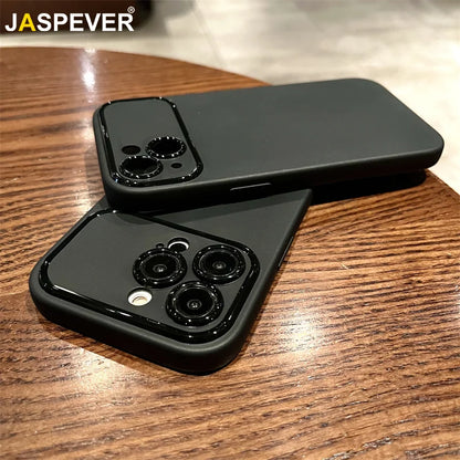 Luxury Matte Silicone Soft Case For iPhone 16 15 14 13 12 11 Pro Max Plus Drawing Line Solid Black White Ultra Thin Cover Shell