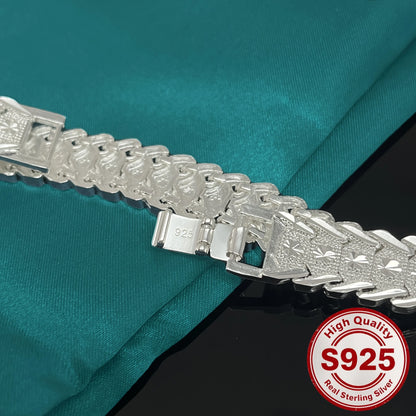 New Original 925 sterling silver pretty Wide Bracelet for Women fashion designer jewelry PARTY wedding accessories