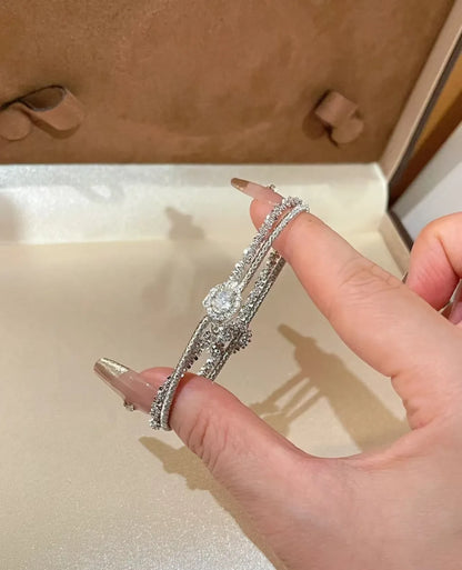 Classic matte shiny wire winding bracelet for women Light luxury and fashion silver 925 double-layer soft bangles fine jewelry