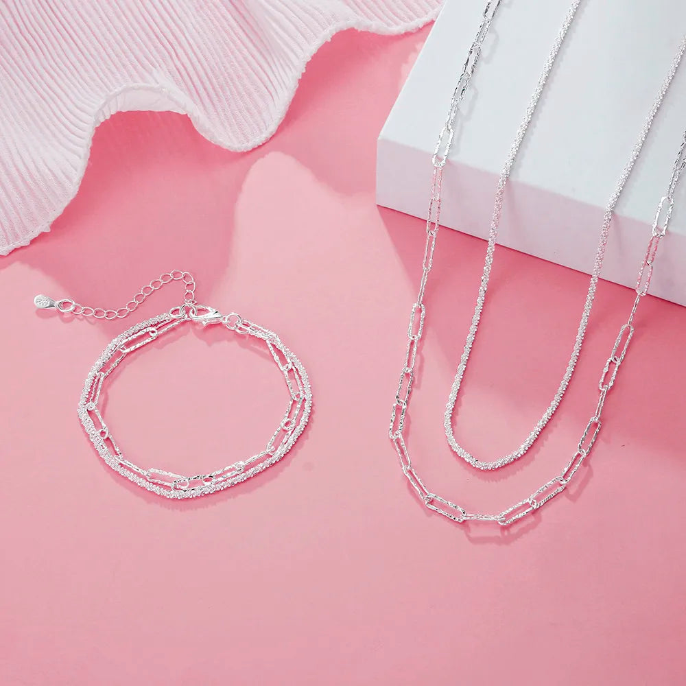 Charm 925 Sterling Silver Pretty bracelets necklaces for women noble fashion designer party wedding engagement Jewelry sets gift