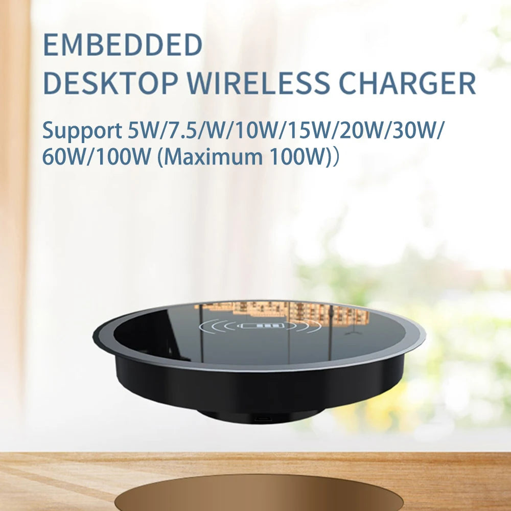 Built in Desktop Device Fast Wireless Charger 30W Quick Charger 3.0 Embedded Caricabatter Tipe C Chargeur Induction Charging