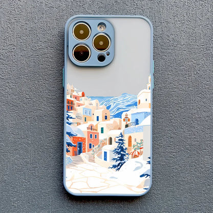 Rural Building Snow Scenery Phone Case For iPhone 16 15 Pro Max Plus 14 13 Pro Max 12 Mini 11 XS X XR 7 8 Plus Shockproof Covers