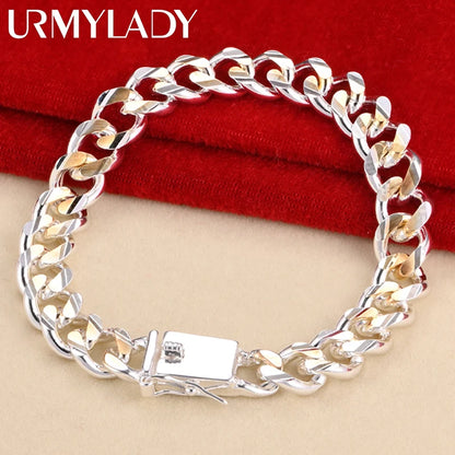 925 Silver gold exquisite 10mm chain men women Chain noble wedding bracelet fashion charm wedding birthday gift some style