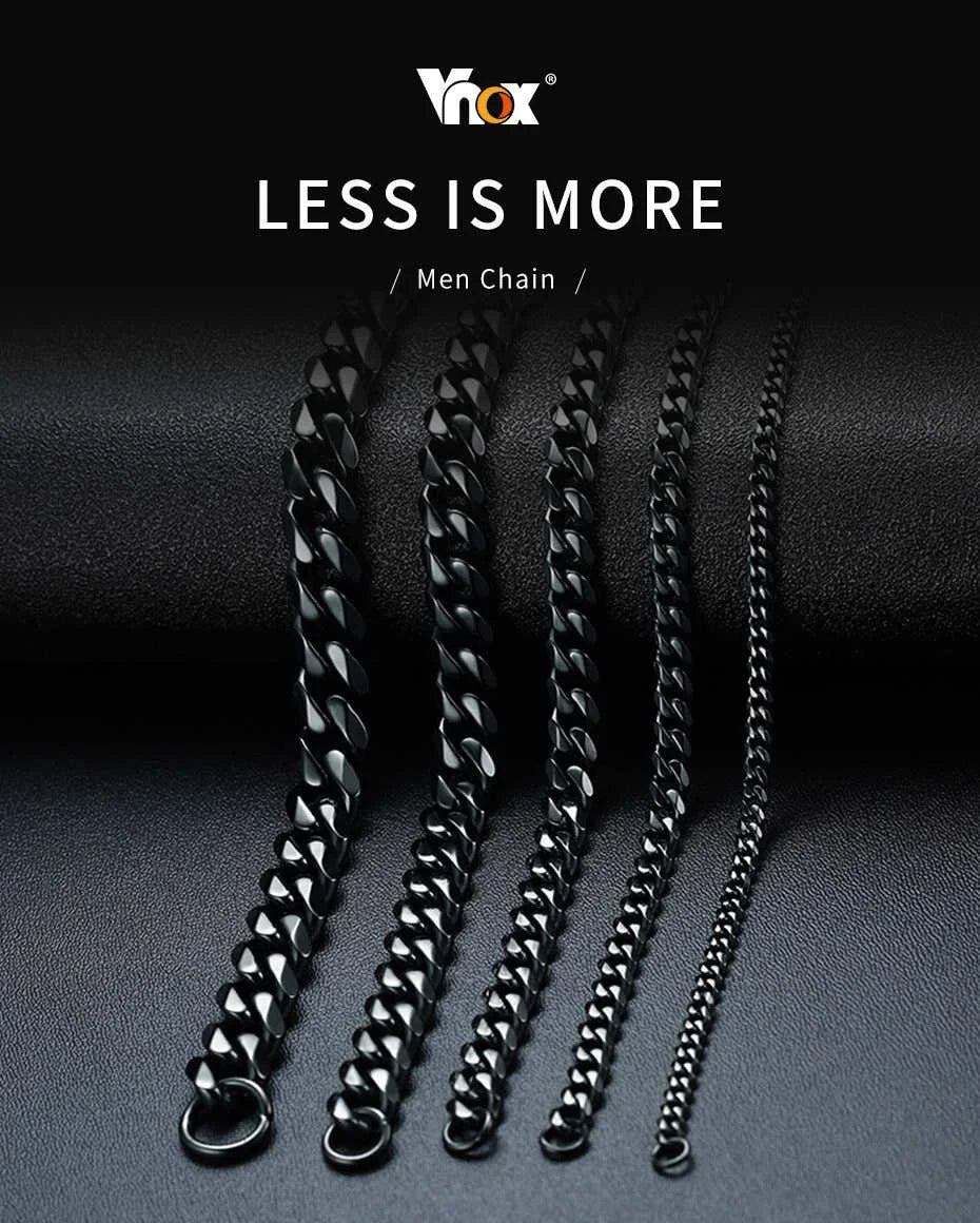 Vnox Mens Simple 3-11mm Stainless Steel Curb Cuban Link Chain Bracelets for Women Unisex Wrist Jewelry Gifts