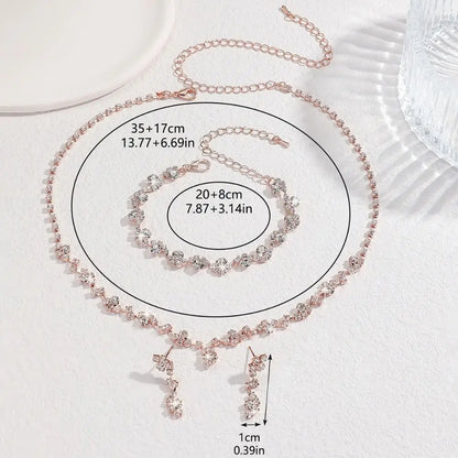 Bridal Shining Crystal Jewelry Set Rhinestone Exquisite Earrings Bracelet Diamond Necklace Women