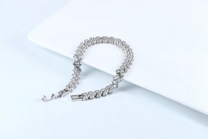 Wedding Tennis Bracelet For Women Dainty Dazzling Shiny Party Luxury Crystal Heart Shape Chain On Hand Fashion Jewelry Gifts