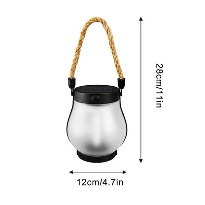 Camping Lamp Solar Flame Lights Garden Lantern Flickering LED Light Decorative Yard Decor with Rope Rechargeable Camping Lamp