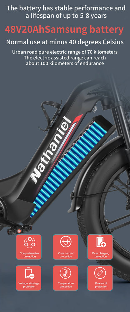 Nathaniel SYR08 2000W Dual Motor E-Bike,20*4.0 Fat Tire,20AH Detachable battery,Speed 50+,Daily commuting, Adult Electric Bike