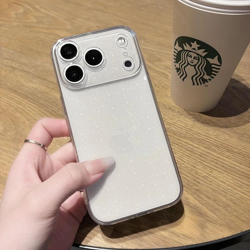 Case for iPhone 17 Pro Max 17Air Case Cute Clear Glitter With Design Girly Shockproof Protective Cover Slim TPU Back Cover Funda