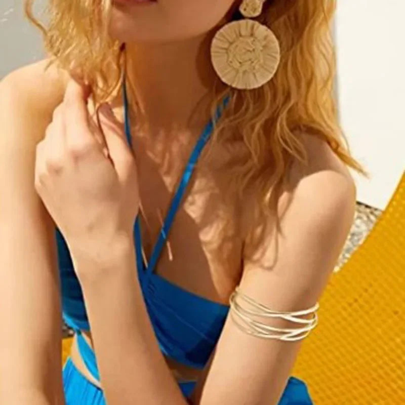 Alloy Round Chain Charms Cuff Bracelet Women Female Gold Silver Color Bracelets Pendant Jewelry Браслеты На Руку Женские Pulsera