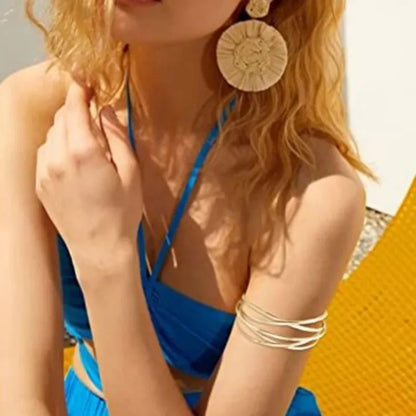 Alloy Round Chain Charms Cuff Bracelet Women Female Gold Silver Color Bracelets Pendant Jewelry Браслеты На Руку Женские Pulsera