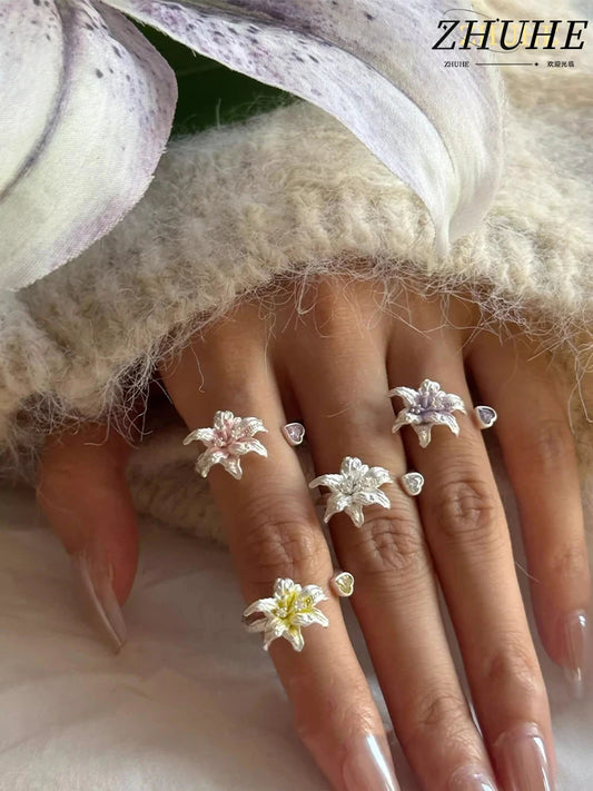 Gorgeous Lily Flower Jewelry Accessories, Fashion Ring for Women, Must-have Accessory for Female Fashionistas