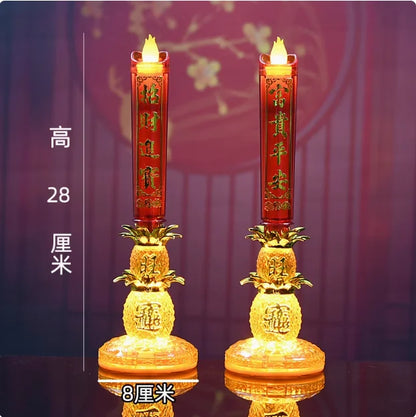 God of Wealth Lamp, Simulated Flame LED Electric Candle, Smokeless Electronic Candle Holder, Buddha Lamp, Household, Plug-in