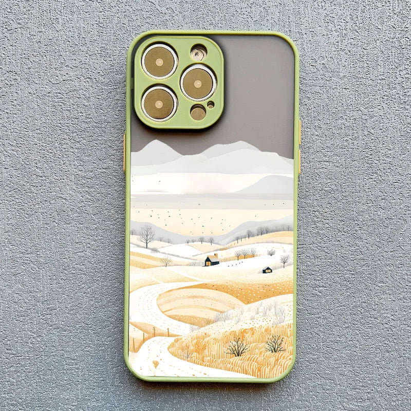 Rural Building Snow Scenery Phone Case For iPhone 16 15 Pro Max Plus 14 13 Pro Max 12 Mini 11 XS X XR 7 8 Plus Shockproof Covers
