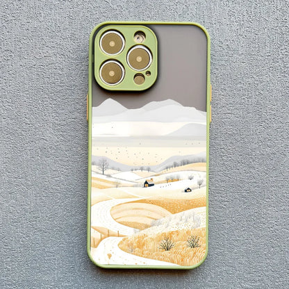 Rural Building Snow Scenery Phone Case For iPhone 16 15 Pro Max Plus 14 13 Pro Max 12 Mini 11 XS X XR 7 8 Plus Shockproof Covers