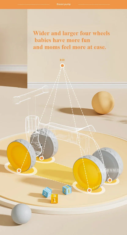 Baby Balance Bike 4-Wheel Walker with No Pedal First Toddler Outdoor Ride-On Toy Kids Birthday Gift for 1-3 Year Olds