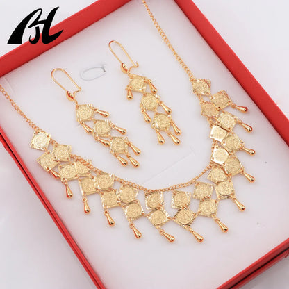 Luxury Waterproof Pearl Jewelry Set Women's Fine Coine Bracelets & Necklaces Set Wholesale