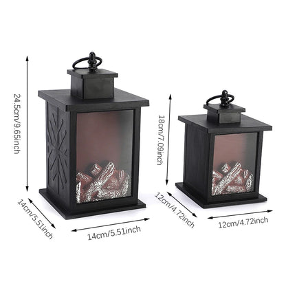 LED Fireplace Hand Held Lamp, Decorations Table Lamp, Flame Warm Lighting, for Holiday Gift Party Camping Summer Home Decor