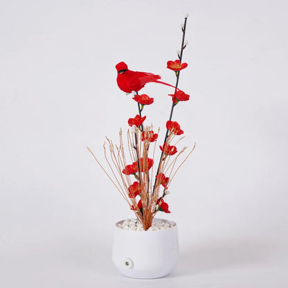 LED Flower and Bird Potted Lamp, Artificial Flower Table Lights, for Camping Gift Living Room Bedroom Mother Home Decor Lamp